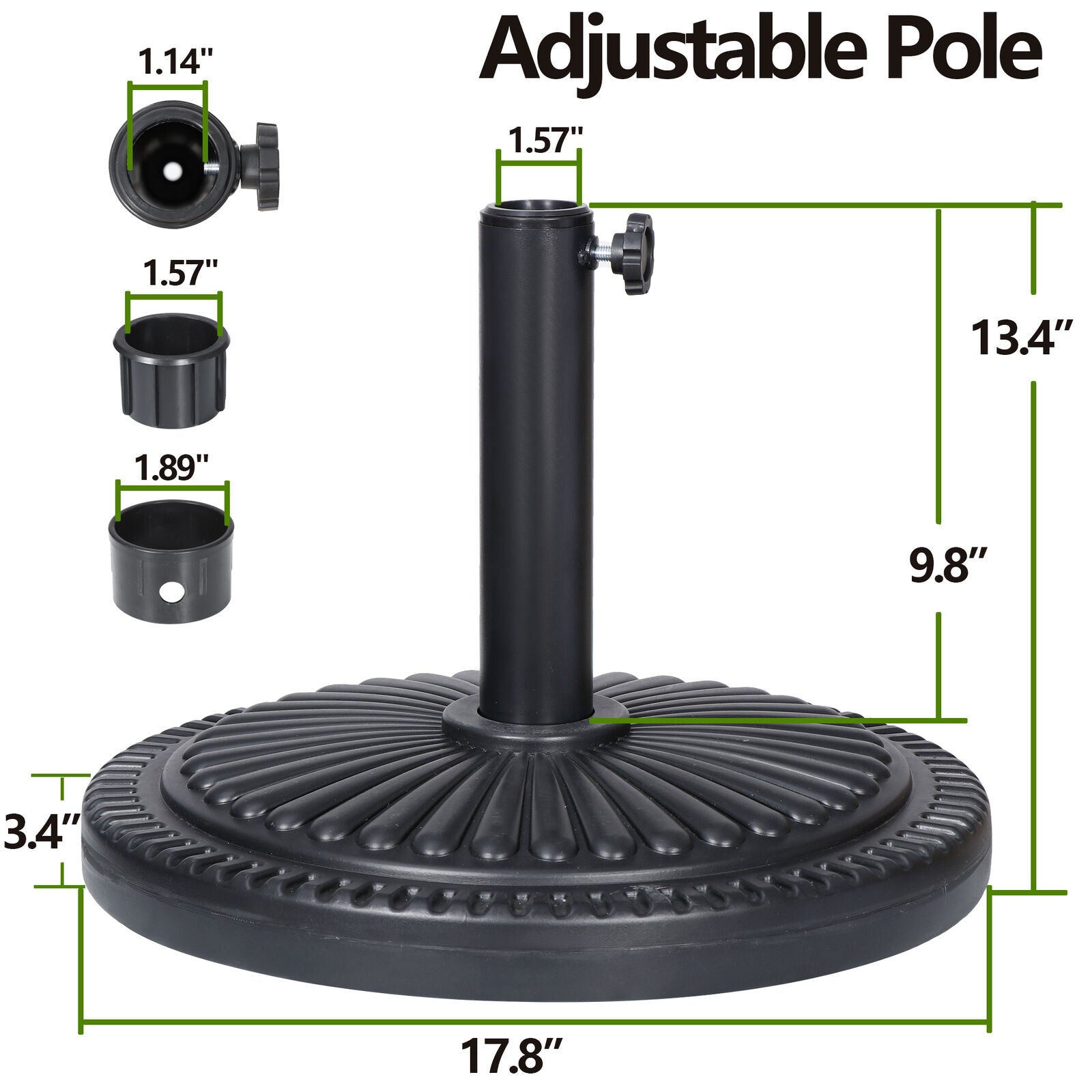 31.7 lbs Heavy Duty Outdoor Umbrella Base 17.5