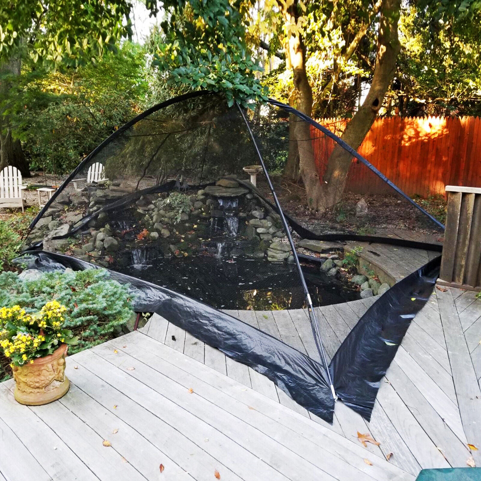 Pond Cover Dome Garden Pond Net 13x17 FT Netting Covers for Leaves w/ Bag Black