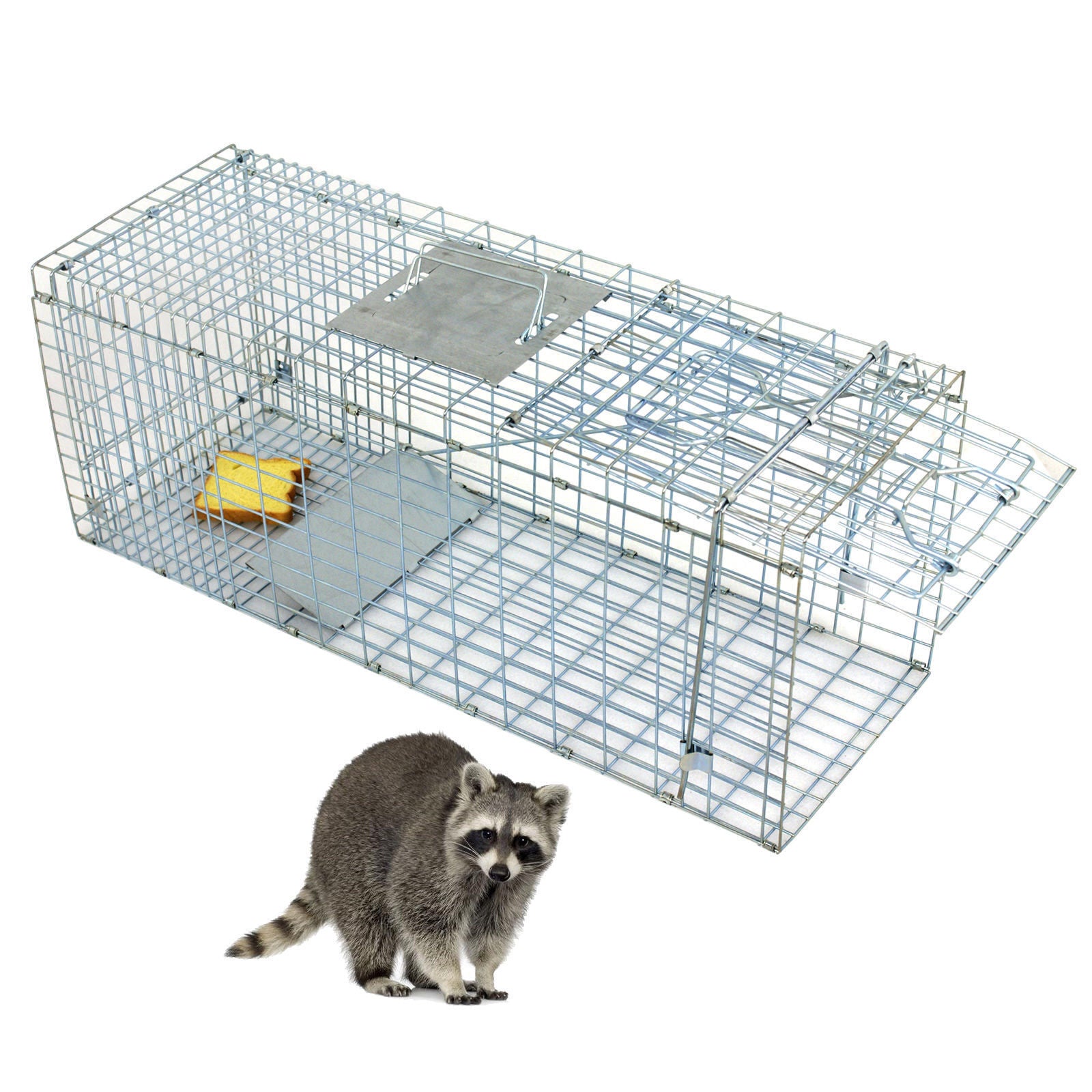 Humane Animal Trap 32x12x12 Steel Cage Live Rodent Control Skunk Rabbit Opossum