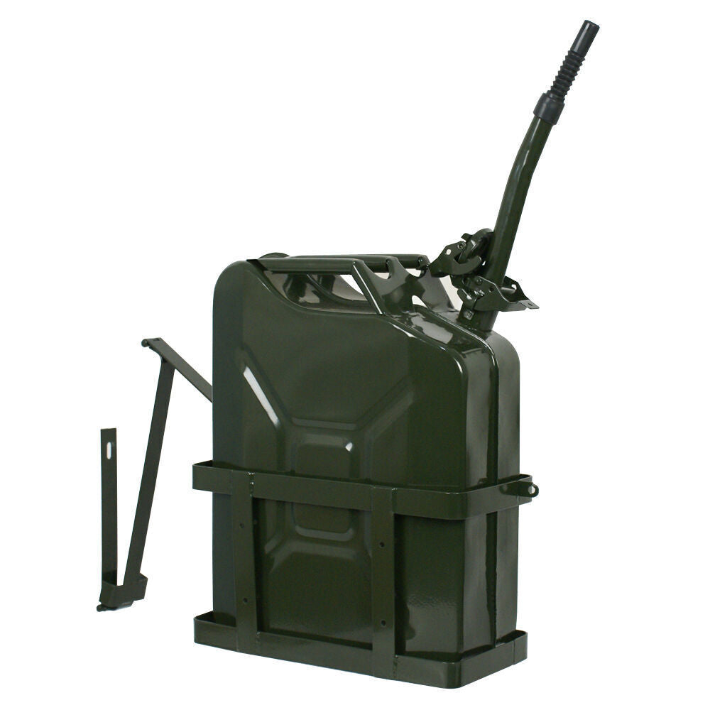 5 Gallons Jerry Can with Holder 20L Liter Steel Oil Gas Tank Gasoline Green