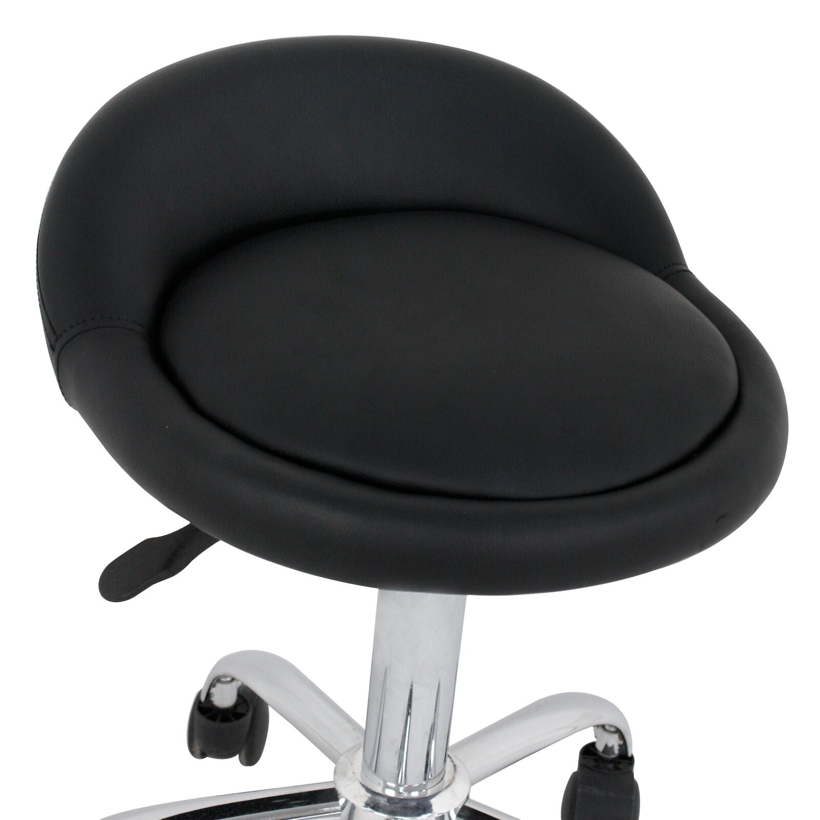 Set of 2 Salon Stool with Back Rest Saddle Rolling Hydraulic Spa Stools (BLACK)