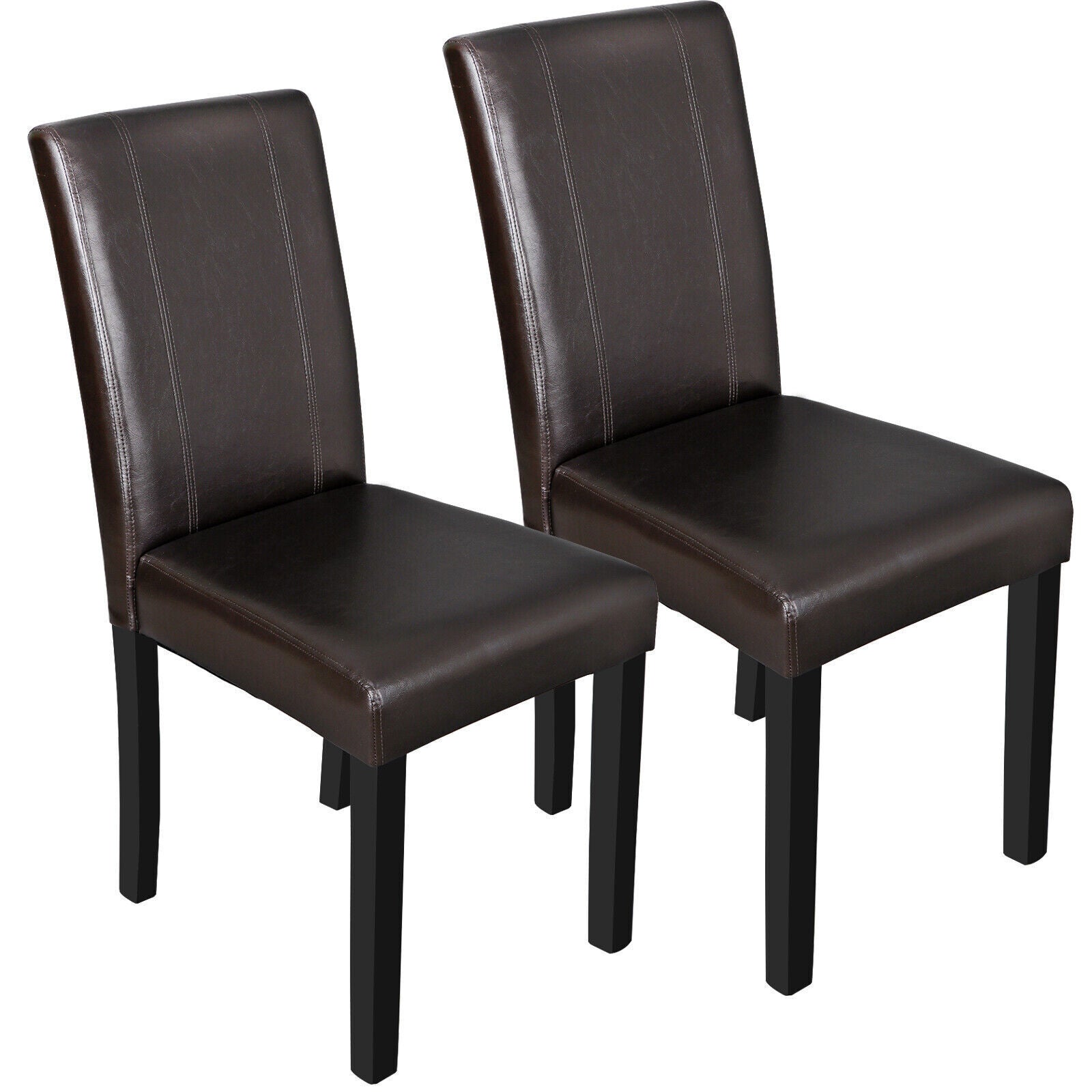 2 Set of Dining Chairs Simple Style Urban Leather Dining Parson Seats Brown