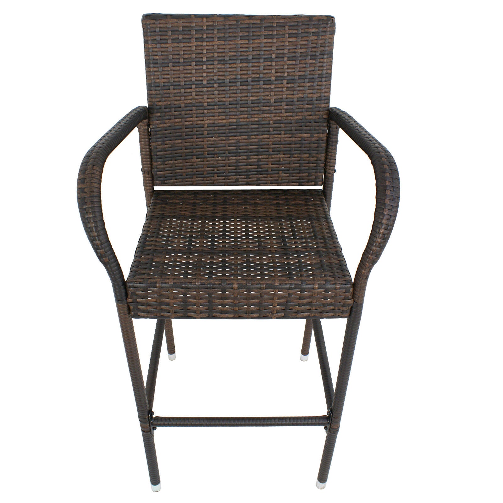 Set of 2 Outdoor Wicker Rattan Bar Stool Set Furniture Club Chairs Outdoor Patio