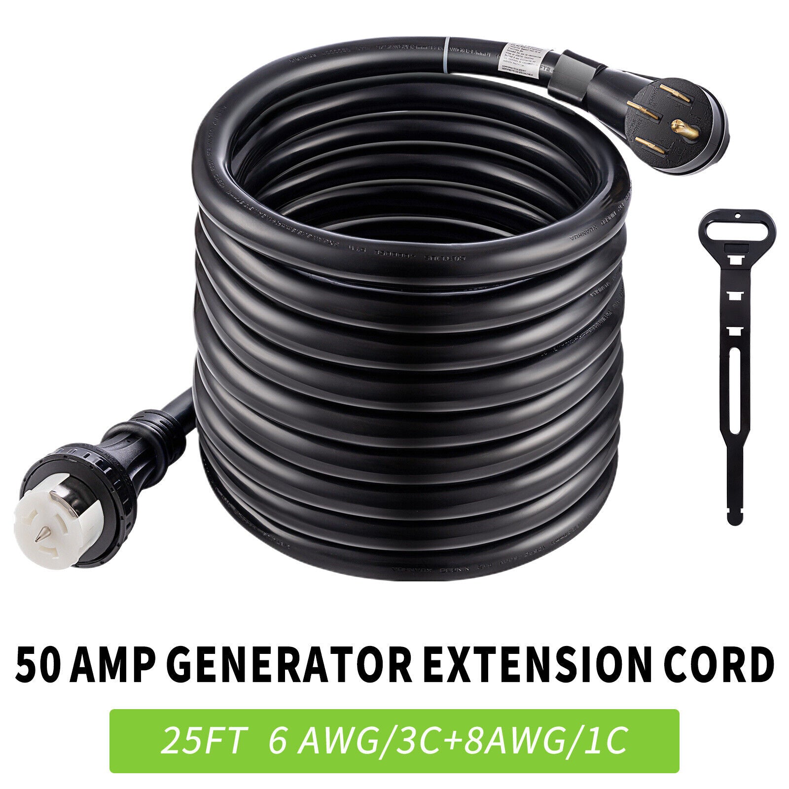 50A Generator Power Cord 25FT And Power Inlet Box 125V/250V NEMA14-50P, SS2-50R