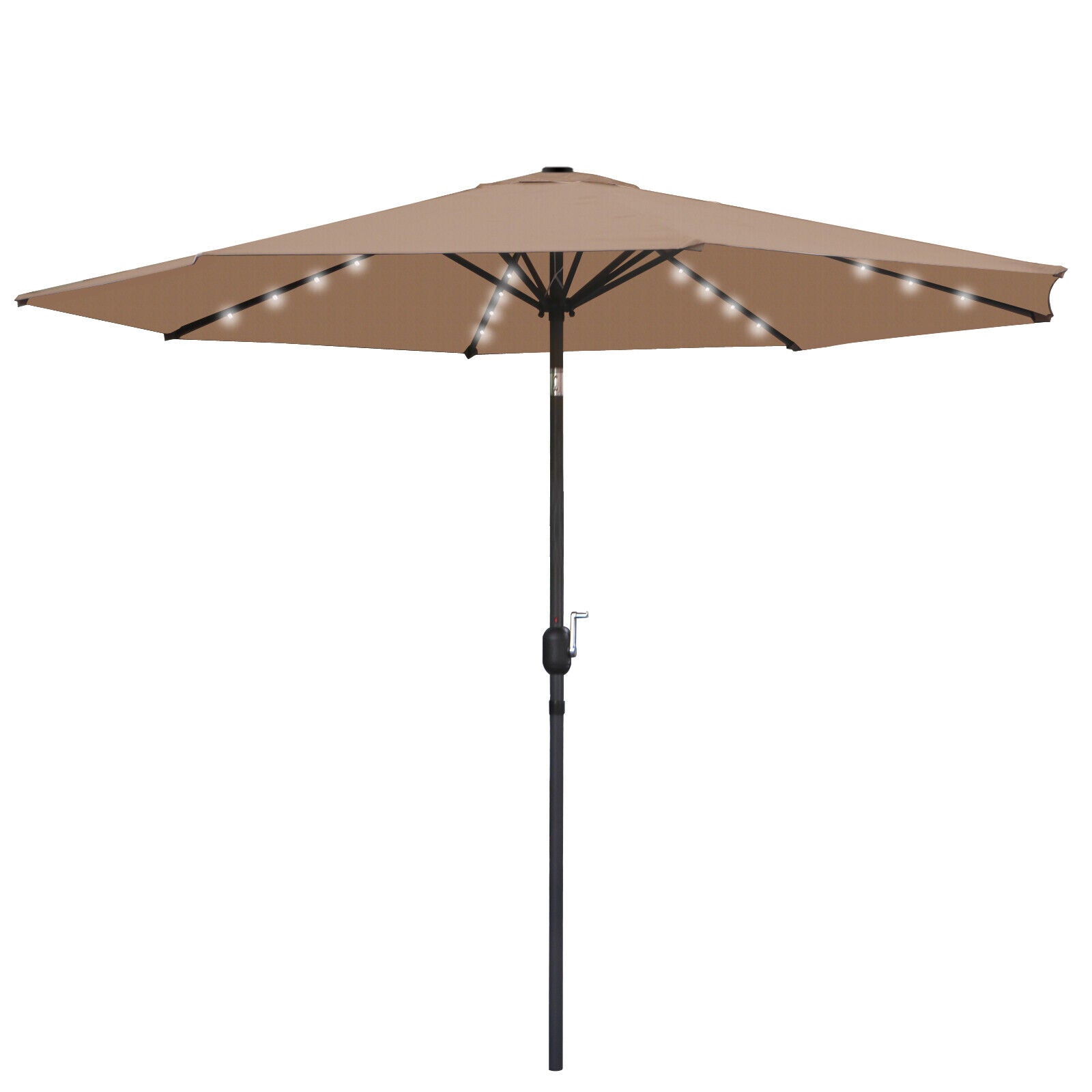 10FT Patio Solar Umbrella 32LED Patio Market Steel Tilt W/ Crank Outdoor New