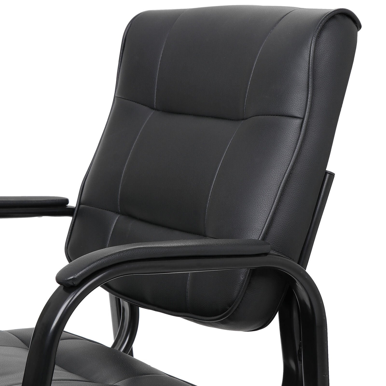 2PCS Black Leather Guest Chair Reception Waiting Room Office Desk Side Chairs