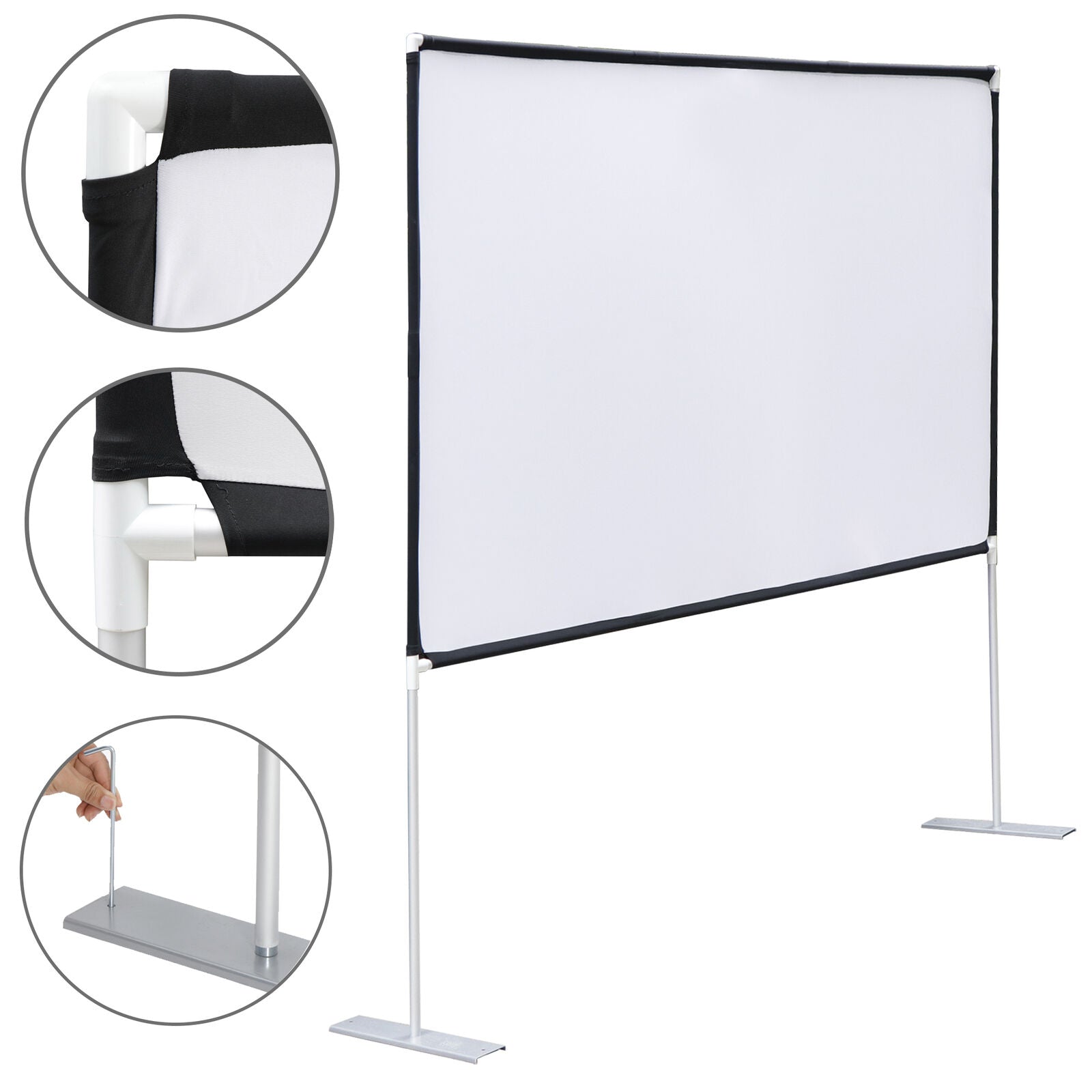 Projector Screen with Stand 100 inch Portable Projection Screen 16:9 4K Theater