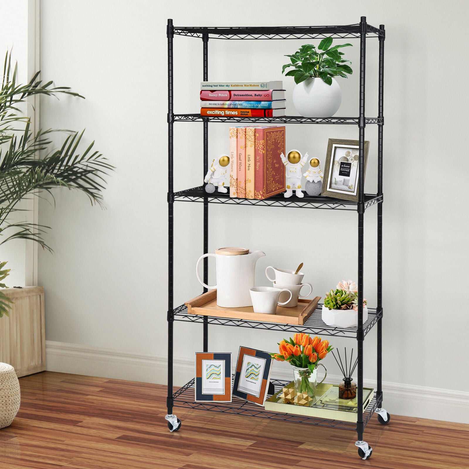 5-Shelf Steel Wire Tier Layer Shelving Durable 30.1x14.2x63