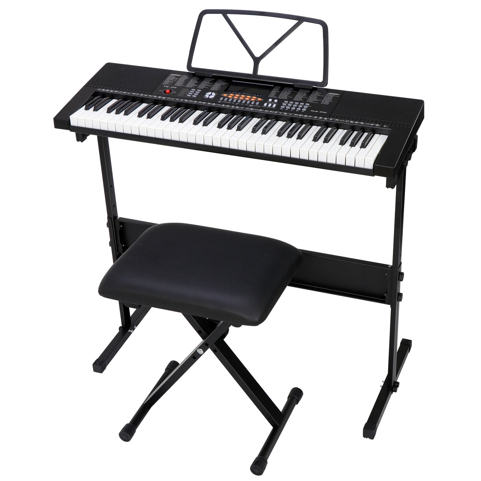 61 Key Portable Electronic Keyboard Piano with Stand Stool Headphones Microphone