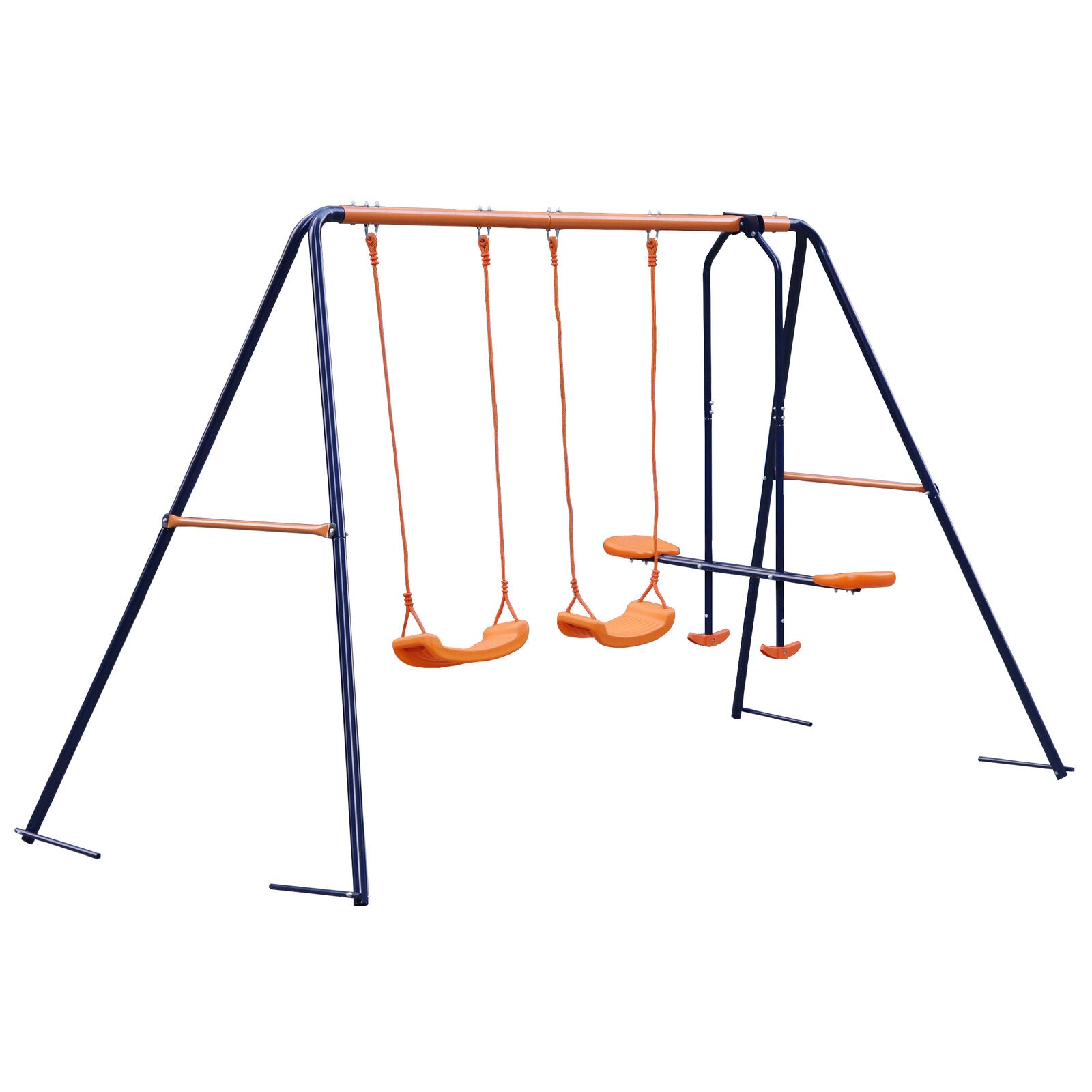 Metal Swing Set for Kids 2 Seats & 1 Swing Glider Hold up to 440lbs for Backyard