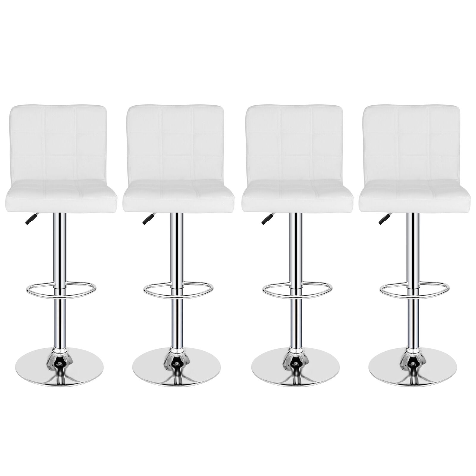 4PCS Adjustable Bar Stools PU Leather Modern Dinning Chair with White