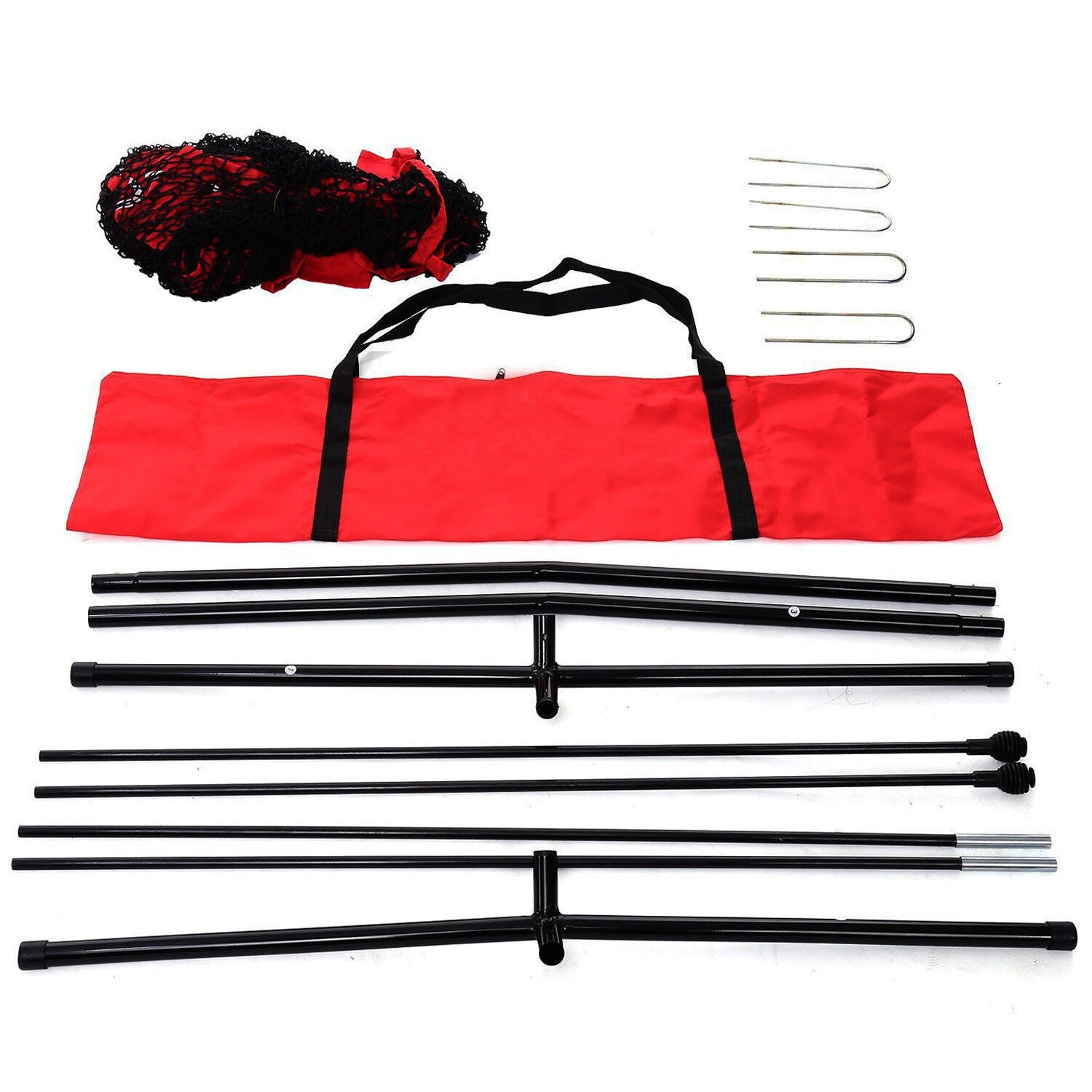 7x7 Hitting Baseball Softball Practice Net Bundle with Red Bag + Ball Caddy