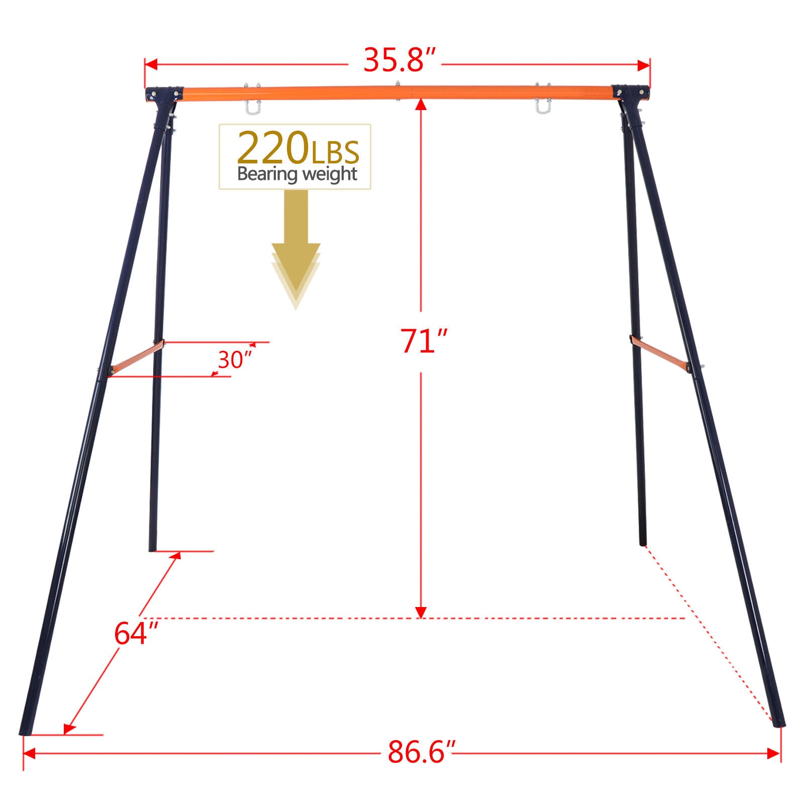 A-Frame Swing Stand Yard Lawn Playground + 48' Spider Web Tree Swing Net