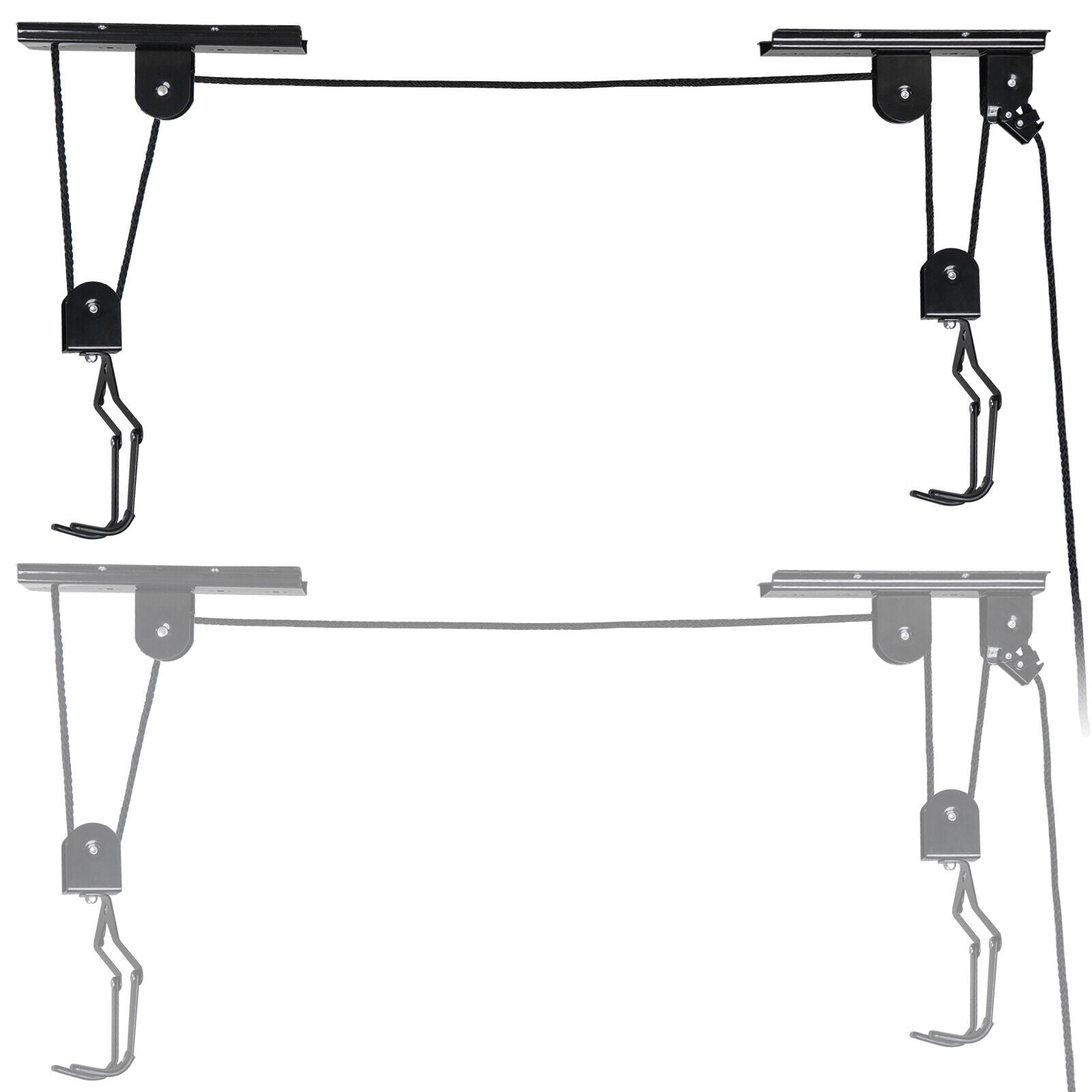 Heavy Duty Bike Hoist Pulley Lift Garage Ceiling Storage Rack W/ Safety Lock