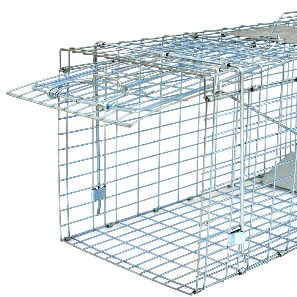 Humane Animal Trap 32x12x12 Steel Cage Live Rodent Control Skunk Rabbit Opossum