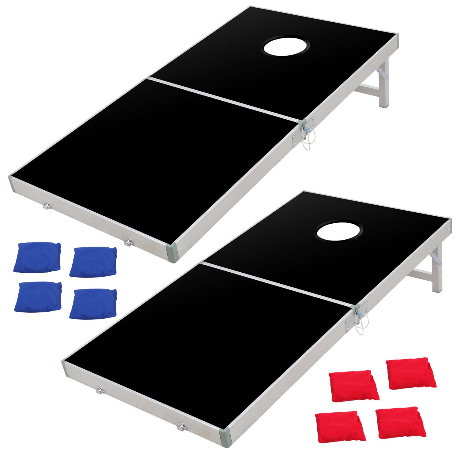 Aluminium Cornhole Pro Regulation Size Bean Bag Toss Game Set (Black) 4 x 2FT