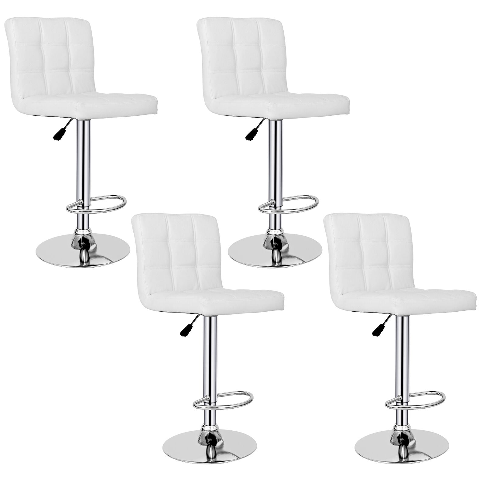 4PCS Adjustable Bar Stools PU Leather Modern Dinning Chair with White