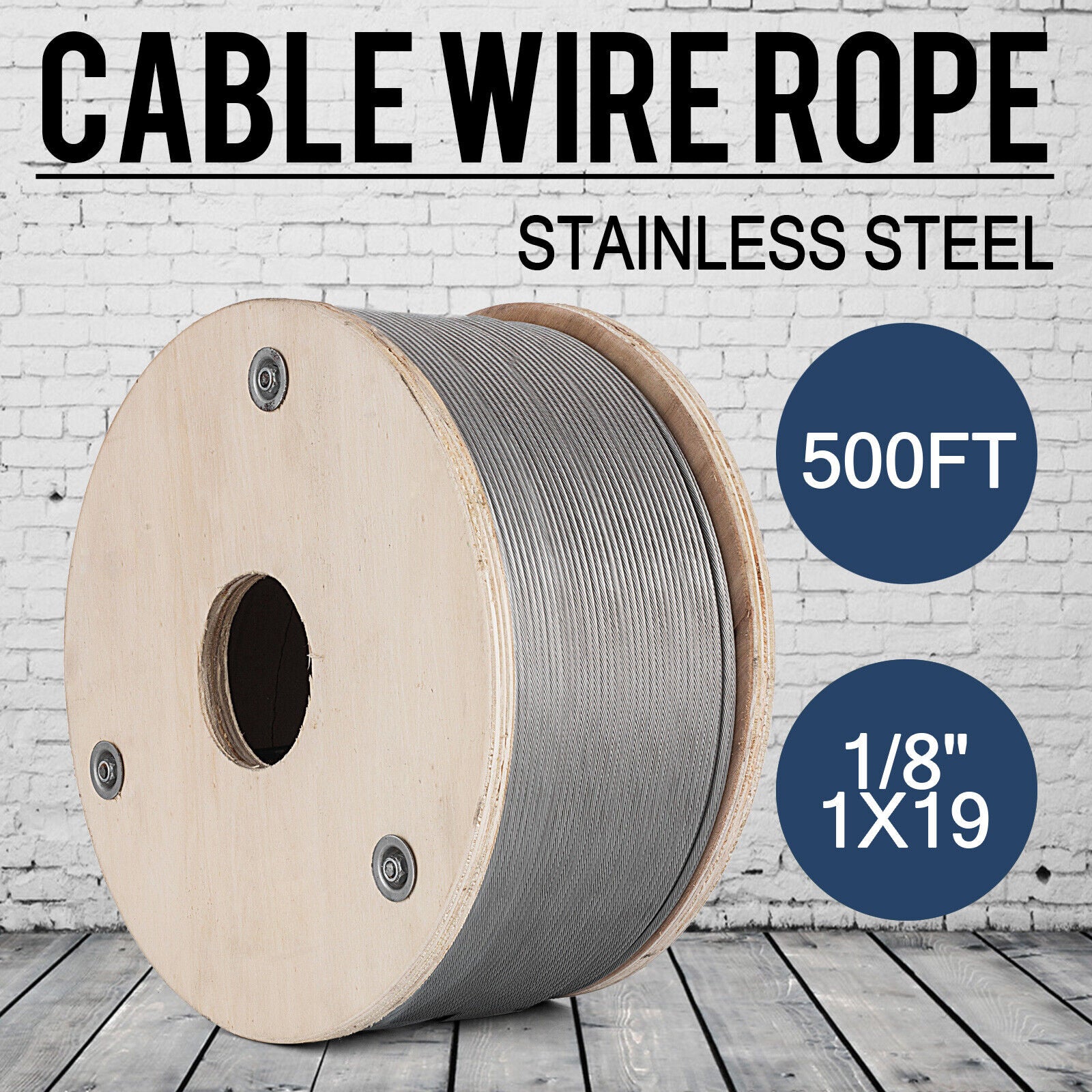 T316 Stainless Steel Cable Wire Rope 500FT 1/8