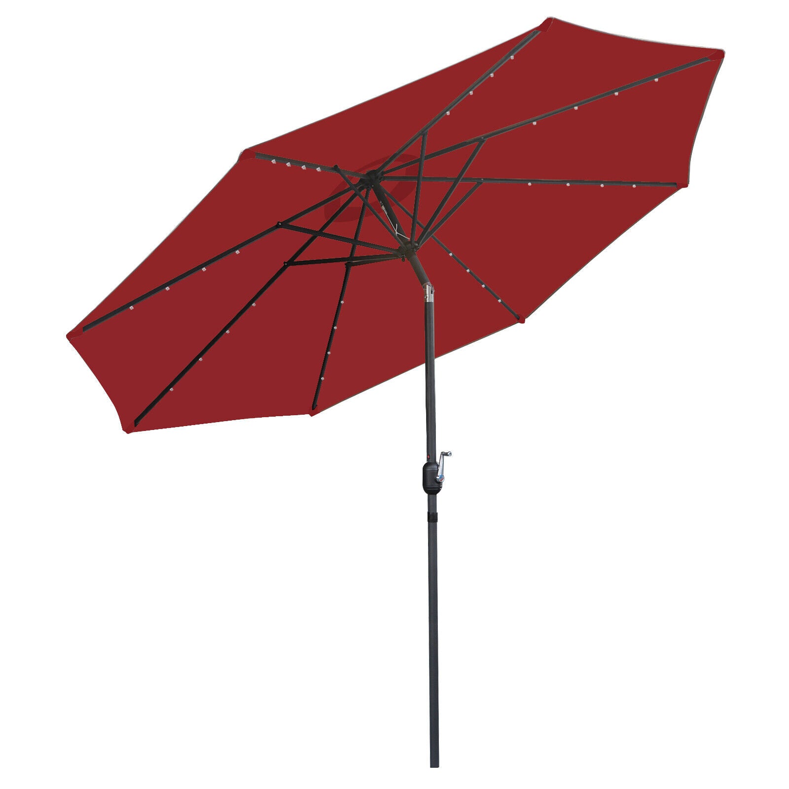 Sunshine Outdoor 10ft Solar Umbrella - 32 LED Light Aluminium Red Tilt Cover