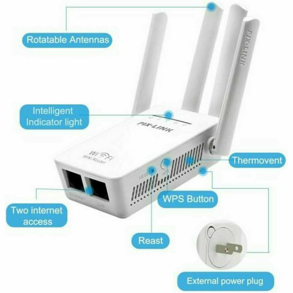 1200Mbps WiFi Range Extender Repeater Wireless Amplifier Router Signal Booster