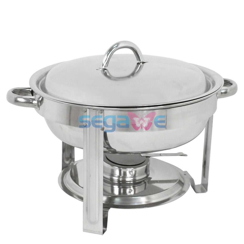 Pack of 3 Round Chafing Dish Buffet Warmer Set With Lid, Silver Accented Chafer