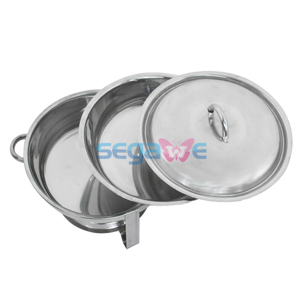 Pack of 3 Round Chafing Dish Buffet Warmer Set With Lid, Silver Accented Chafer