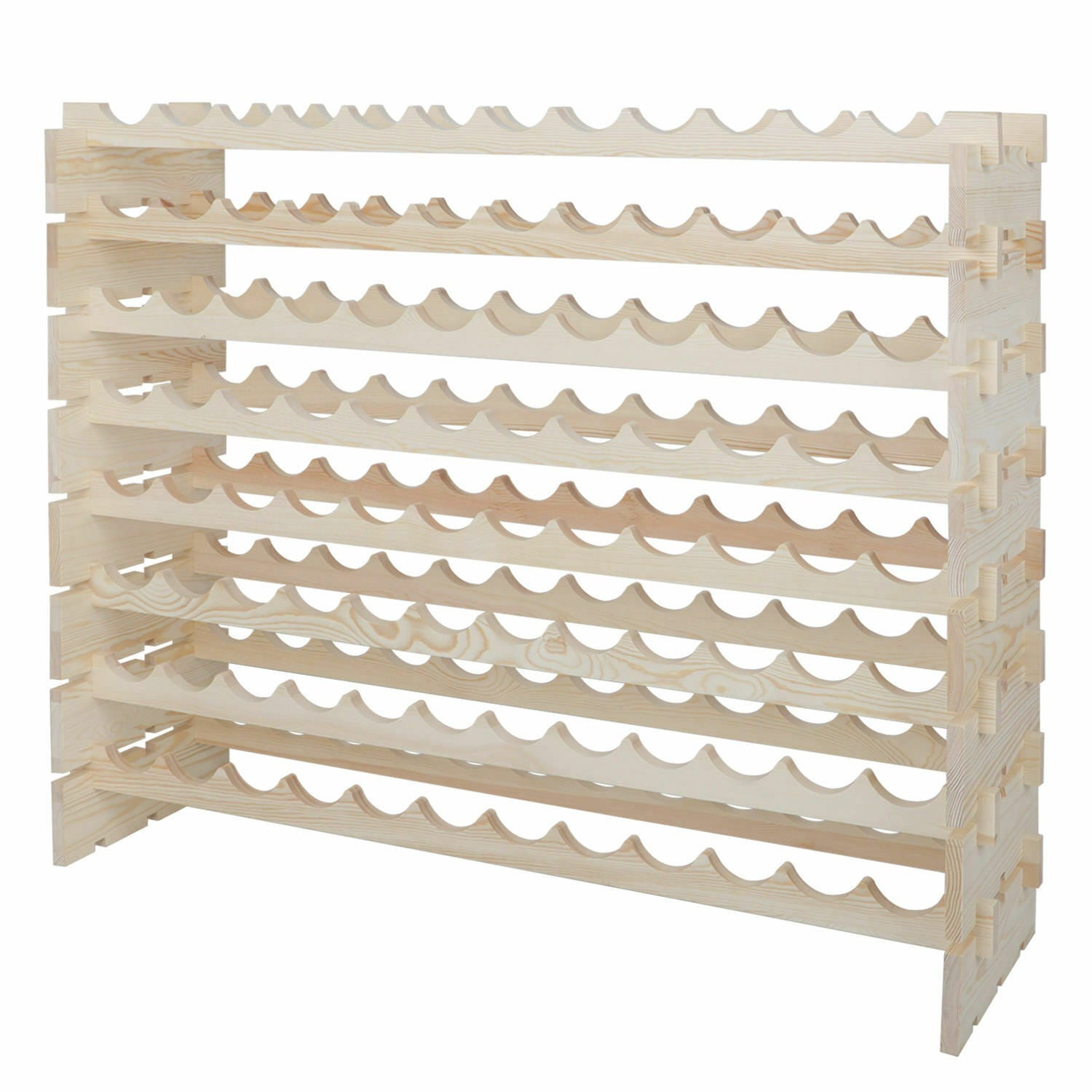 2PCS 96 Bottles Holder Wine Rack Stackable Storage 8 Tier Solid Wood Display