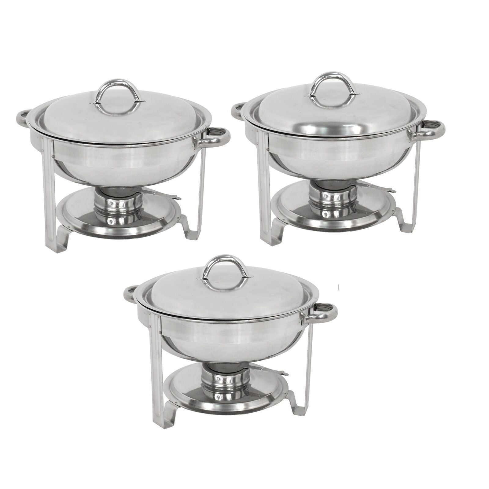 Pack of 3 Round Chafing Dish Buffet Warmer Set With Lid, Silver Accented Chafer