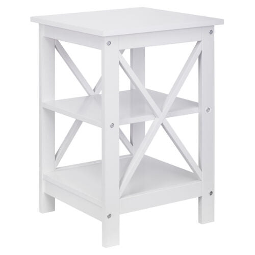 24 Inch X-Design End Table Sofa Side End Storage Shelf White