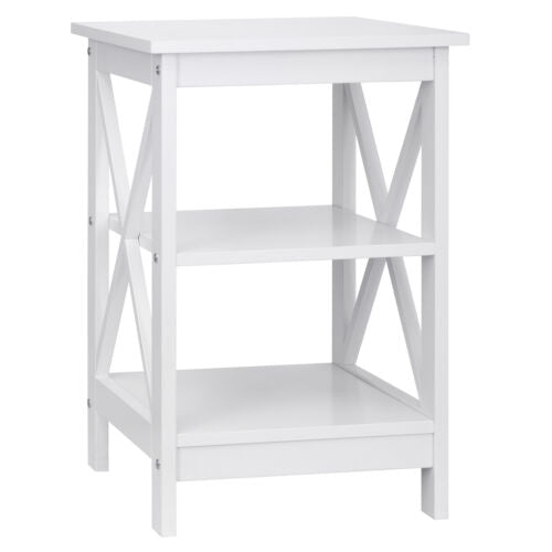 24 Inch X-Design End Table Sofa Side End Storage Shelf White