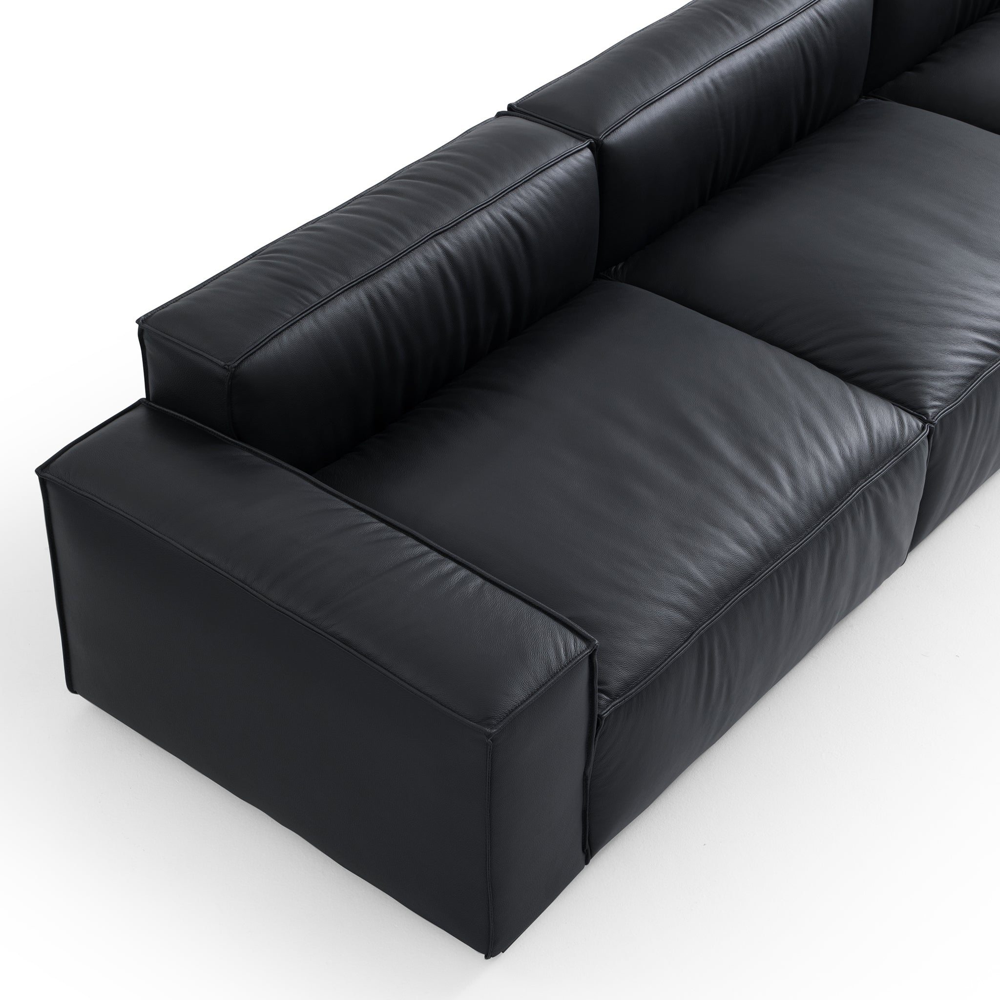 Luxury Minimalist Leather Black Sofa Set