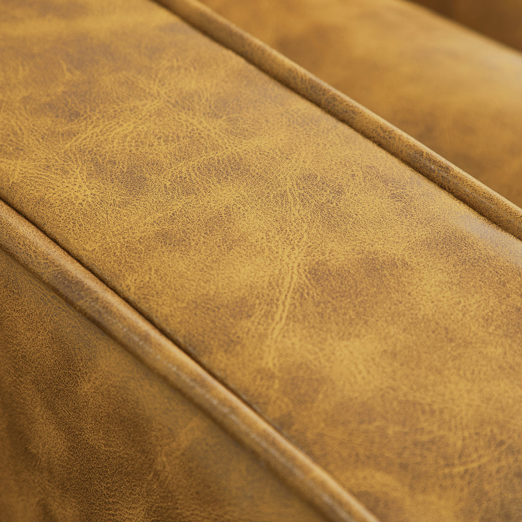 Mid-Century Modern Retro Tan Leather Loveseat