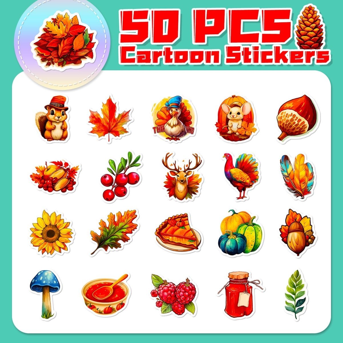 (50 pcs) Pumpkin Food Stickers for Party Playdate Goody Bag Fillers