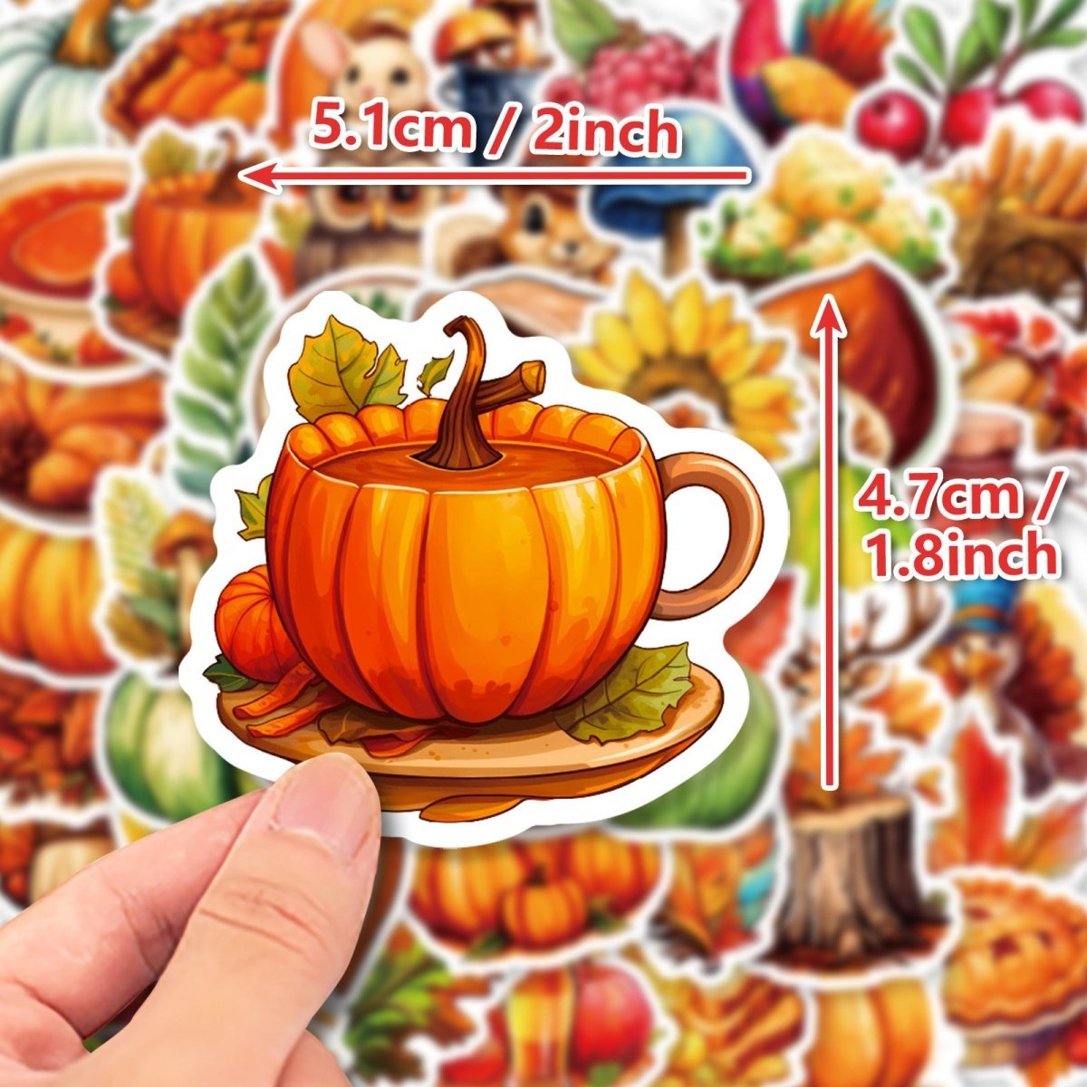 (50 pcs) Pumpkin Food Stickers for Party Playdate Goody Bag Fillers