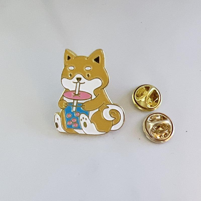 Corgi Bubble Tea Pin Lapel Gift Corgi Lovers Boba Dog Enamel Pin