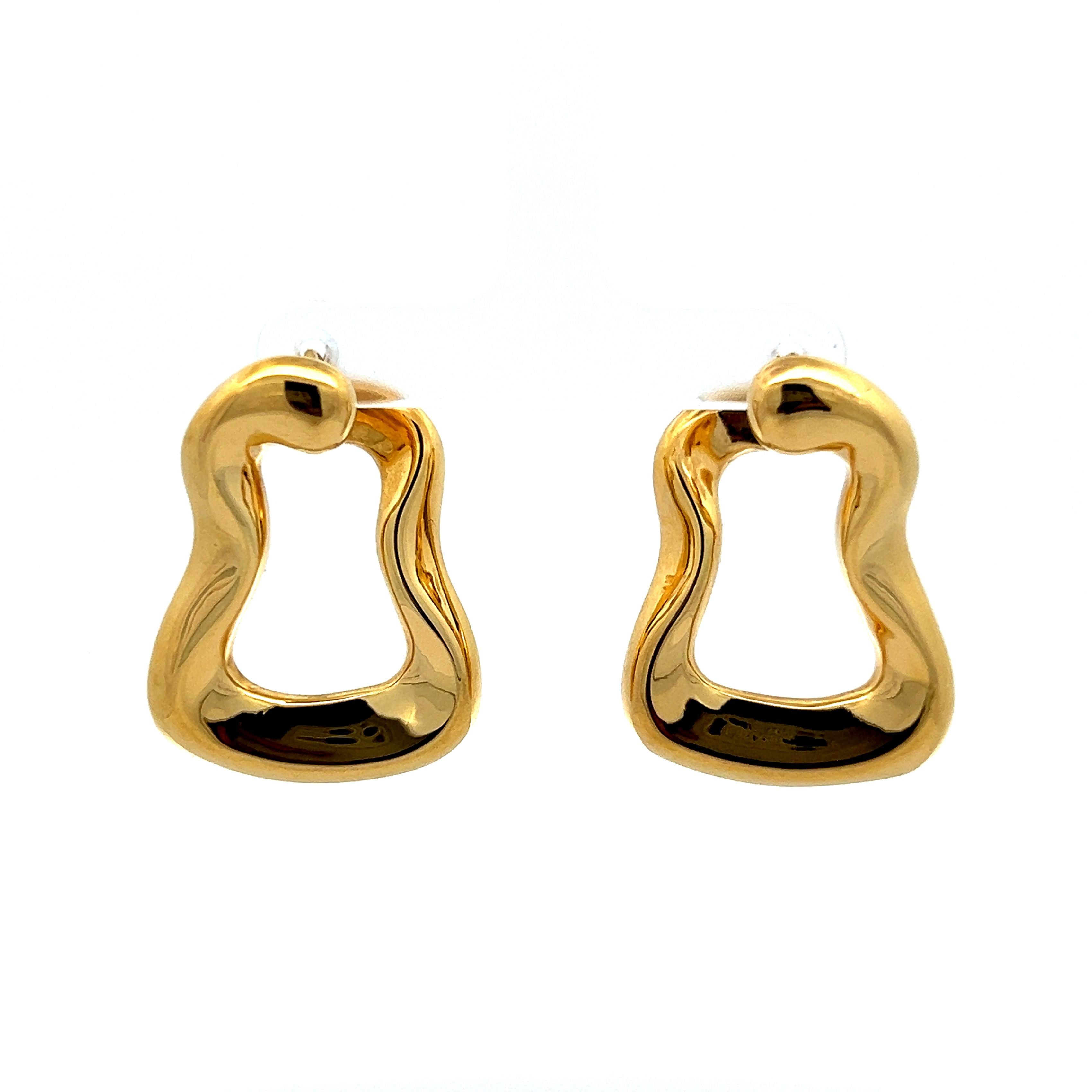 Modern Door Knocker Earrings in 14k Yellow Gold