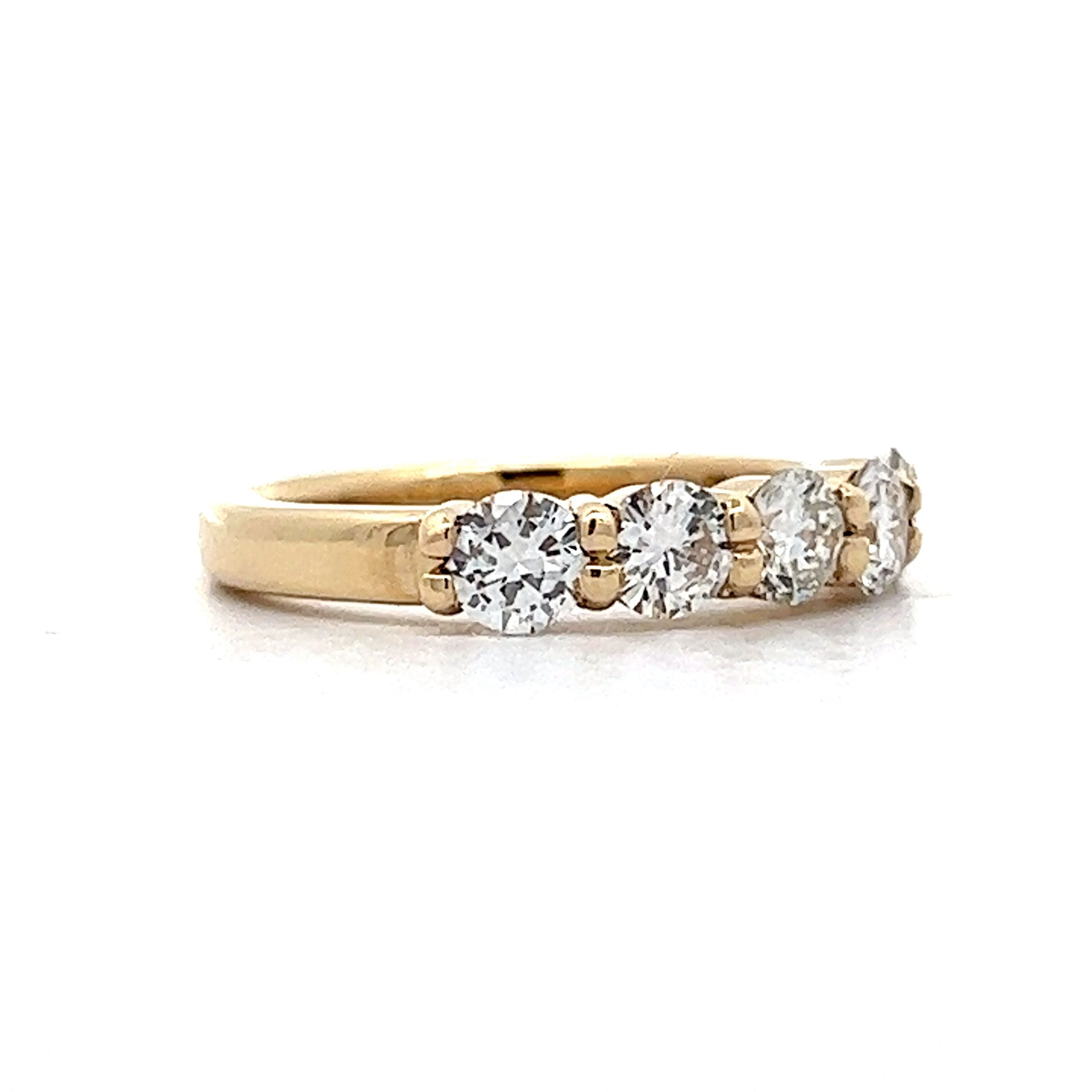 1.30 Diamond Five Stone Wedding Band in Yellow Gold