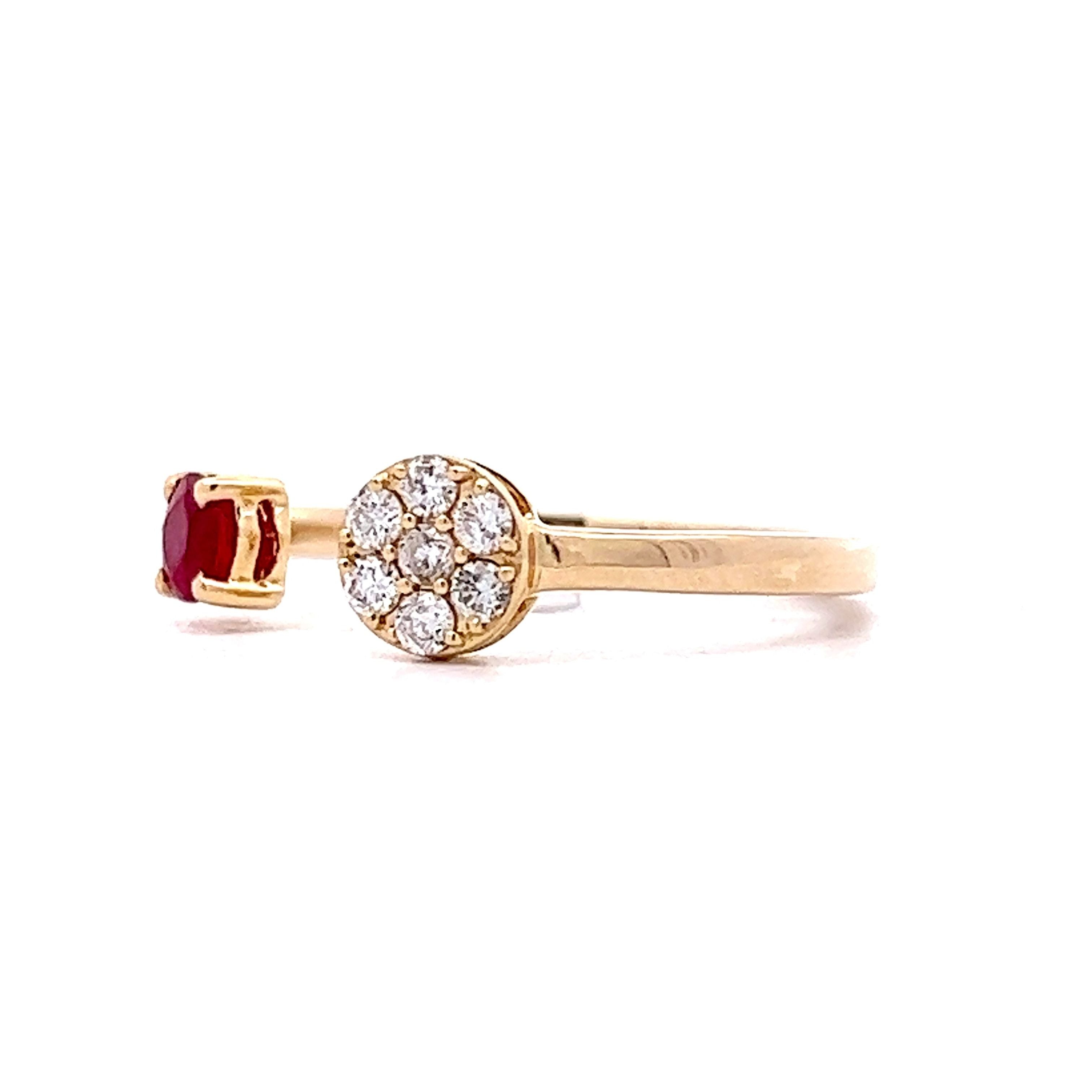 .29 Ruby & Diamond Stacking Ring in 14k Yellow Gold