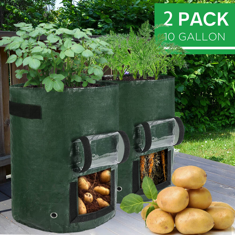 2pcs 10 Gallon Grow Bags NonWoven Pots Garden Vegetable Planting Bags for Potato