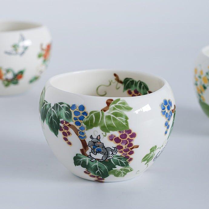 Japanese Tamikazu Hayashi Hand-painted Animal Theme Ceramic Tea Cup Gift Sets