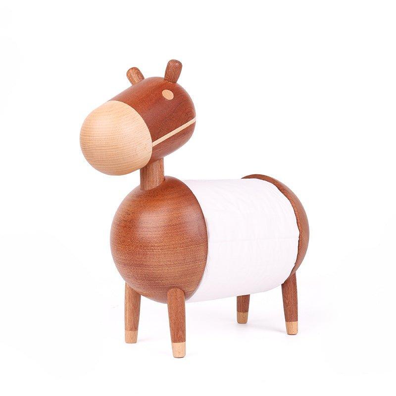Handcrafted Animal Shaped Wooden Adjustable Toilet Roll Dispensers