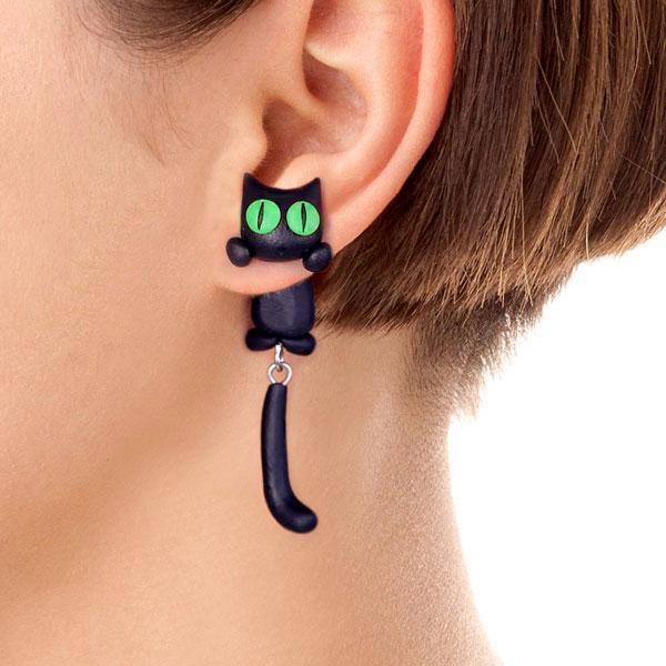 Cute Hanging Cat Earrings
