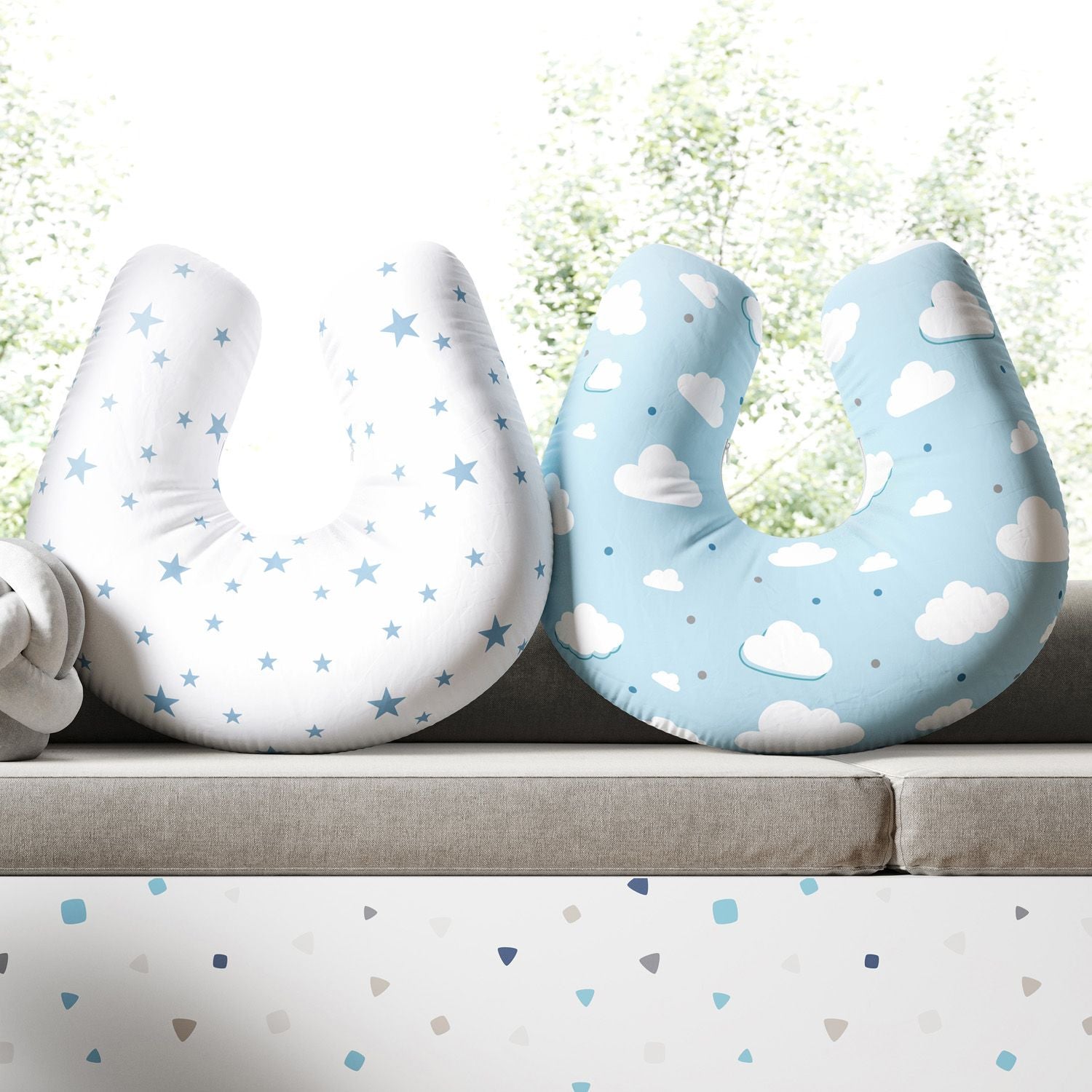 Blue Cloud and Starry Two Sided Nursing Pillow