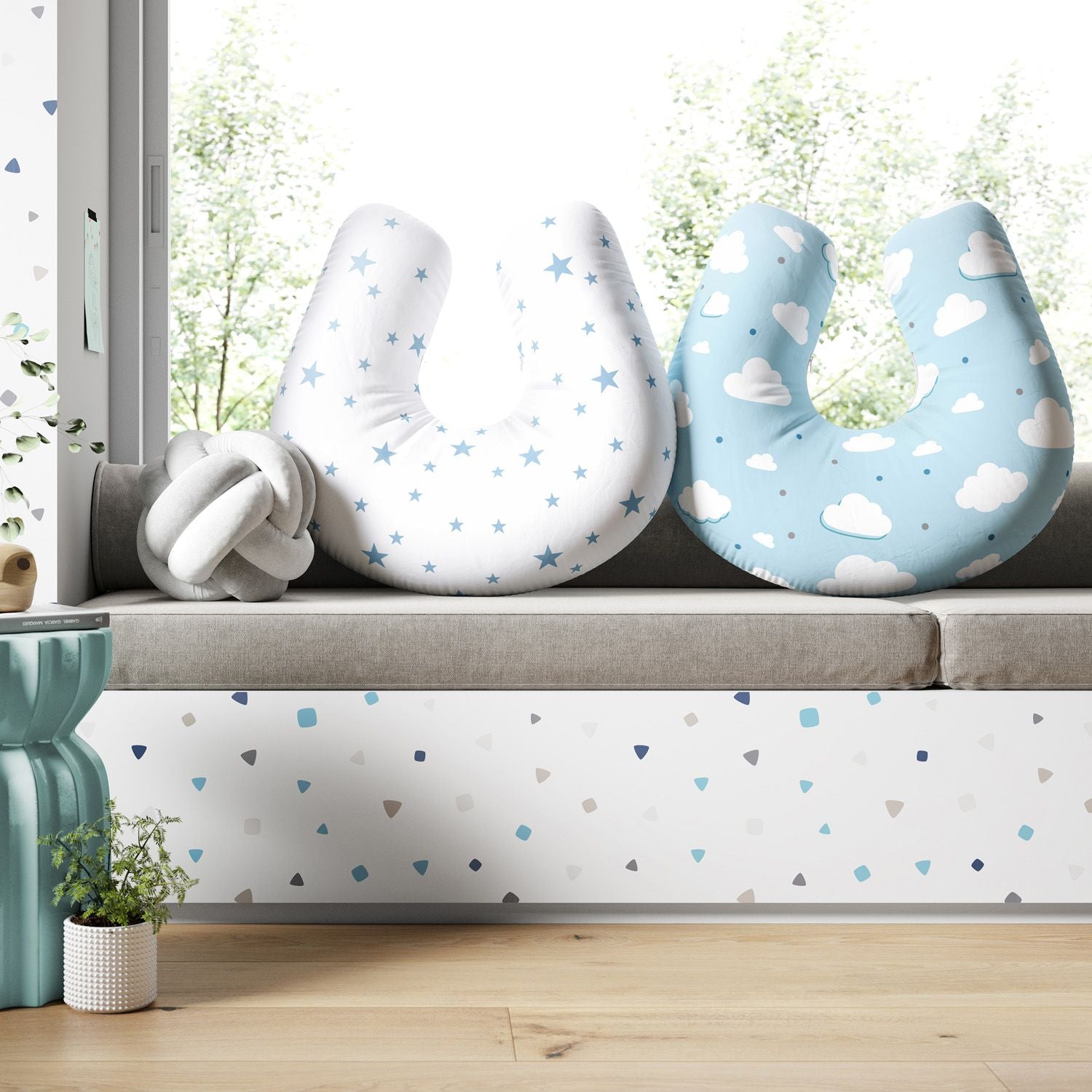 Blue Cloud and Starry Two Sided Nursing Pillow