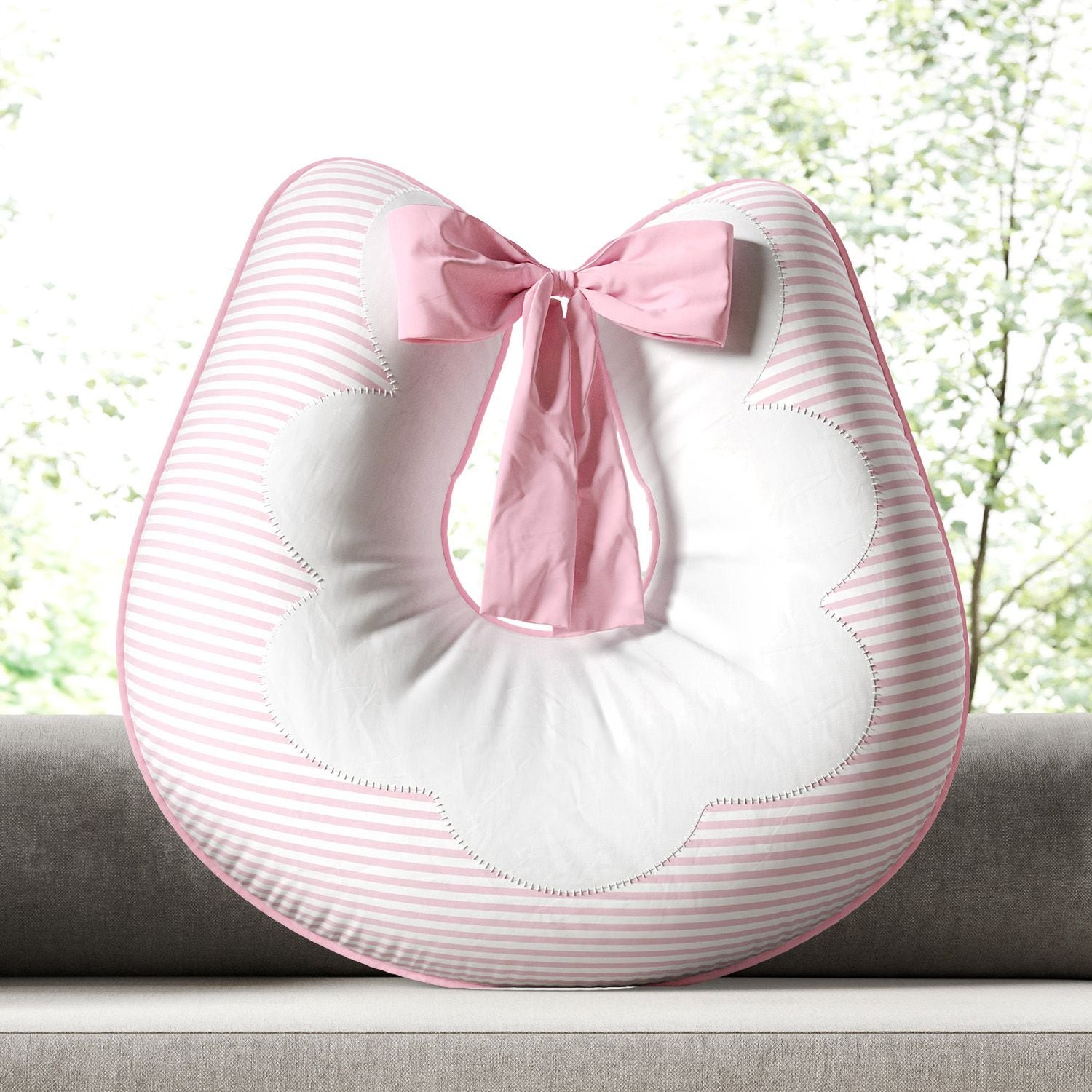 Pink And White Striped Nursing Pillow