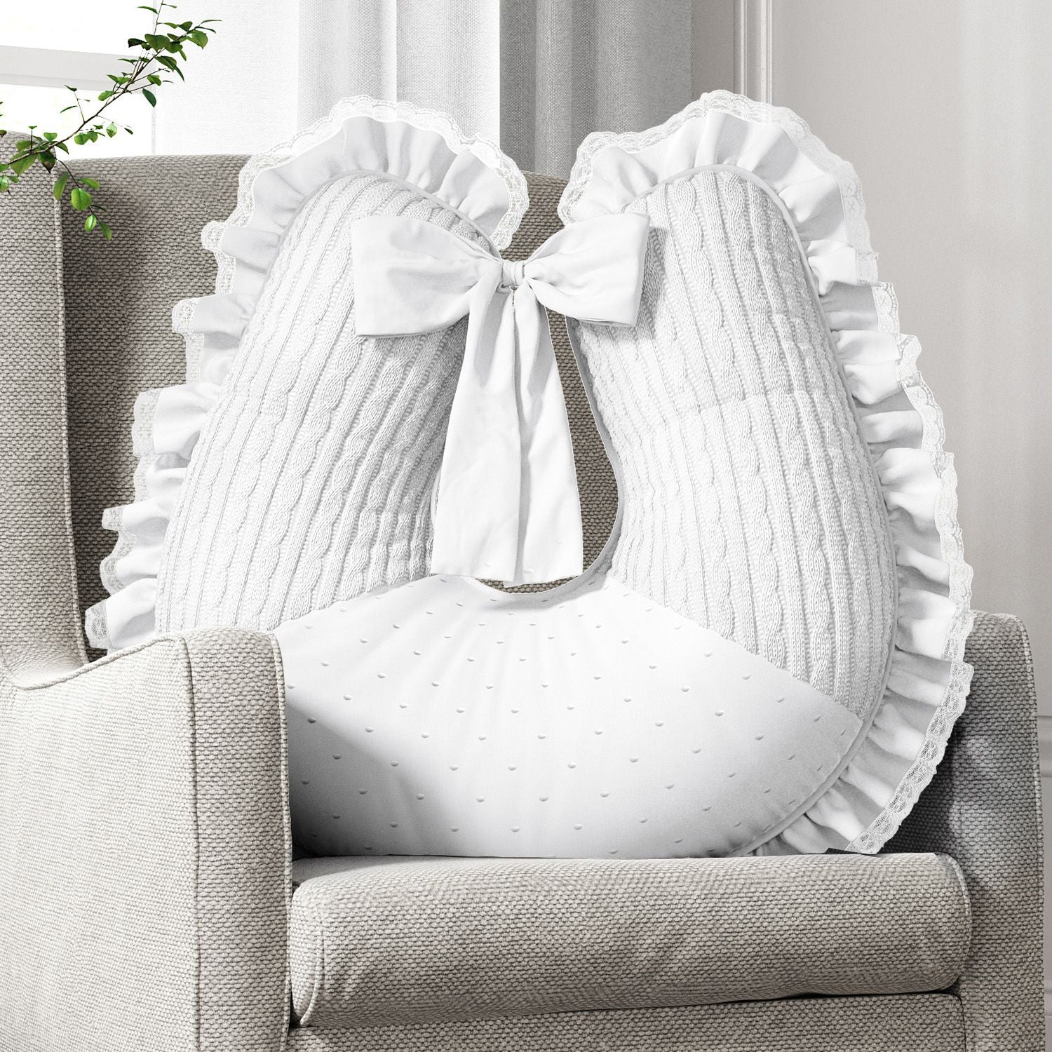 White Luxury Knitted Nursing Pillow