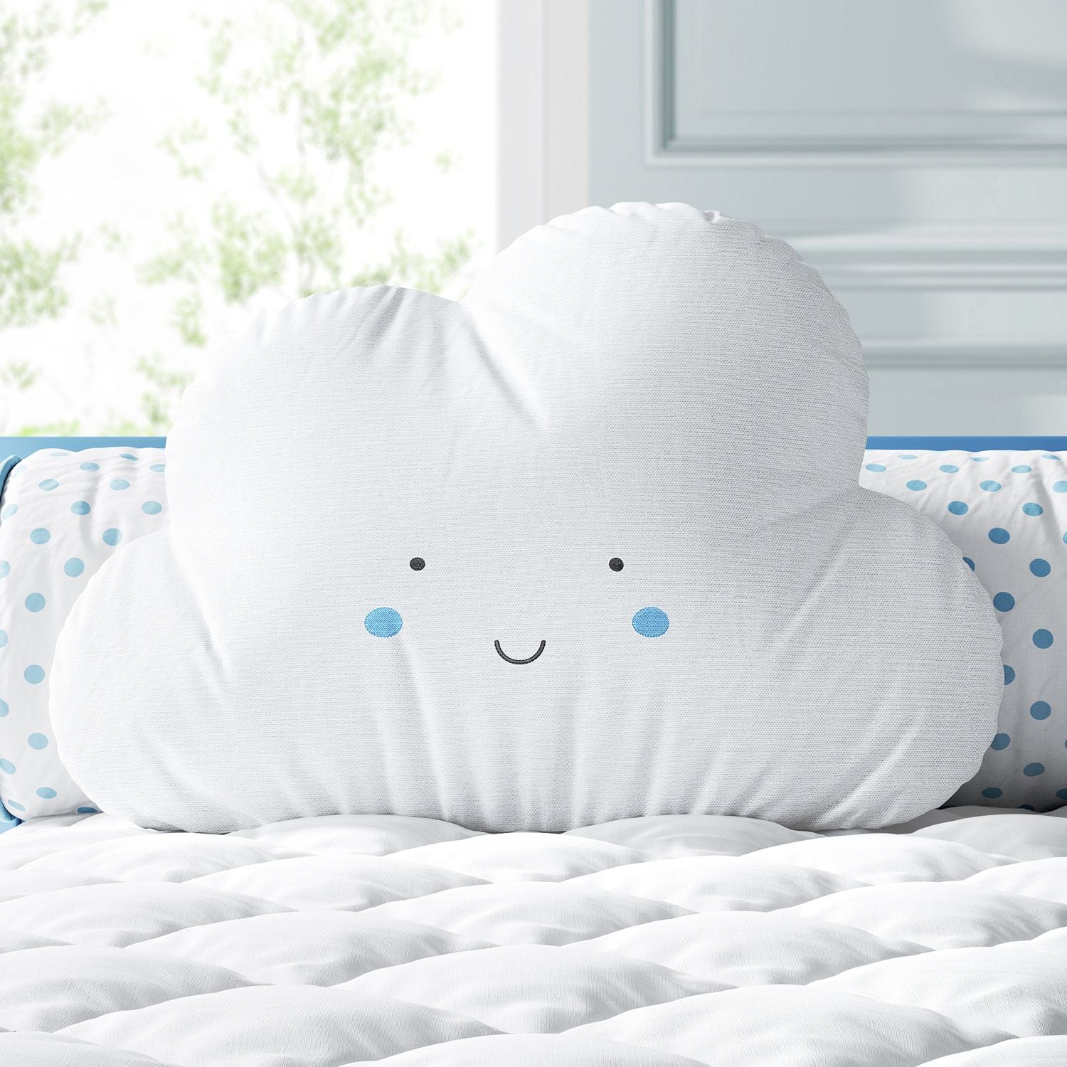 Blue and White Fluffy Cloud Cushion 15