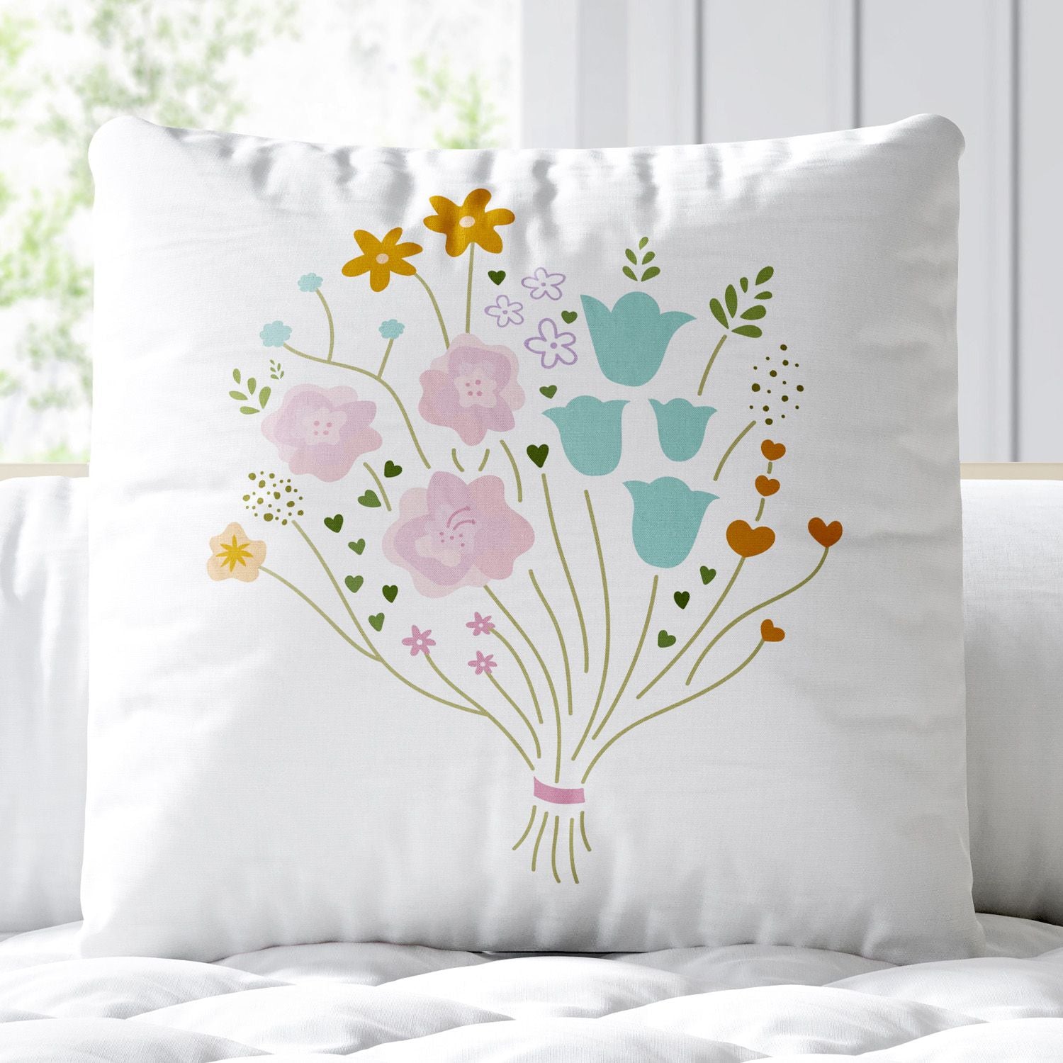 Flower Bouquet Square Cushion 11.8