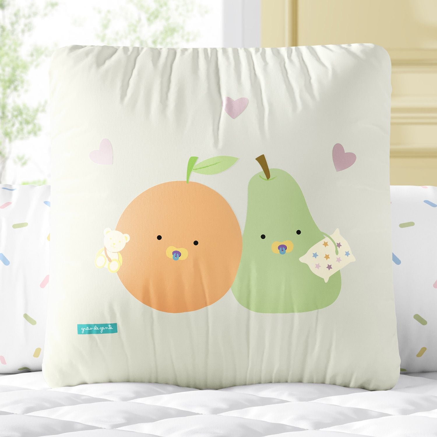 Pear and Orange Fruits Square Cushion 11.8