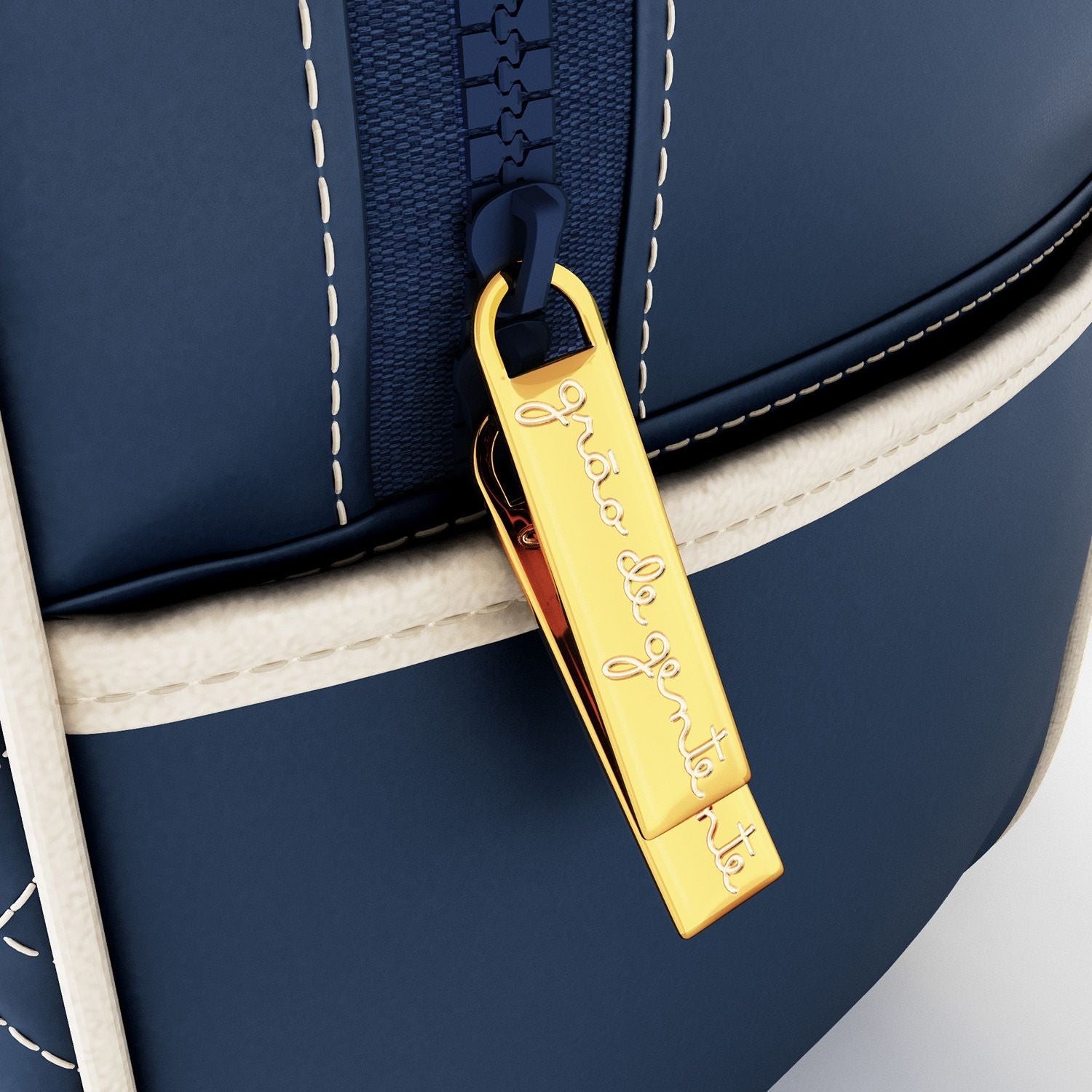 3 Piece Navy Blue and Beige Luxury Diaper Bag Set